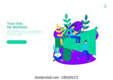 media advertising concept flat vector illustration, landing page, template, ui, web, mobile app, poster, banner, flyer