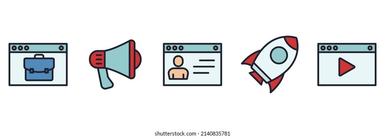 media advertising set icon symbol template for graphic and web design collection logo vector illustration