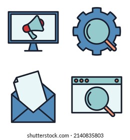 media advertising set icon symbol template for graphic and web design collection logo vector illustration