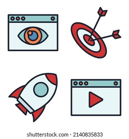 media advertising set icon symbol template for graphic and web design collection logo vector illustration