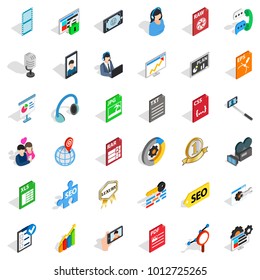 Media auto icons set. Isometric set of 36 media auto vector icons for web isolated on white background