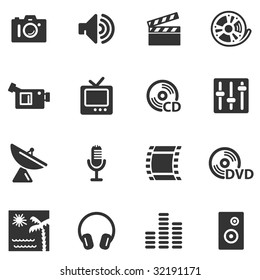 Media black web icons