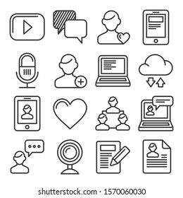 Media and Blog Icons set on White Background. Vector