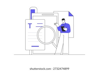 Media book library concept. E-book download. Reading e-books. Library archive, e-reading, literature. Flat Cartoon Vector Illustration, icon Stylish abstract design landing page web