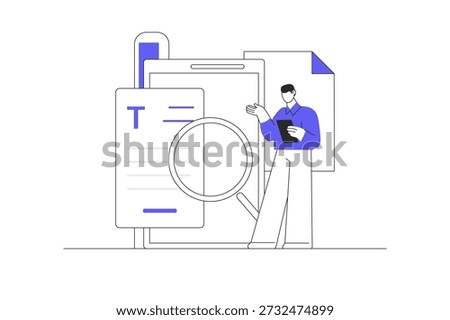 Media book library concept. E-book download. Reading e-books. Library archive, e-reading, literature. Flat Cartoon Vector Illustration, icon Stylish abstract design landing page web