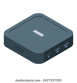 Isometrischer Vektor des Medienbox-Symbols. Internet-Fernbedienung Digitale Konsole