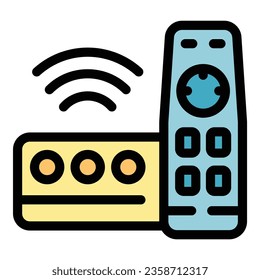 Media box icon outline vector. Home remote video. Computer internet color flat