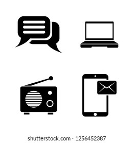 Media Broadcasting. Simple Related Vector Icons Set for Video, Mobile Apps, Web Sites, Print Projects and Your Design. Media Broadcasting icon Black Flat Illustration on White Background.