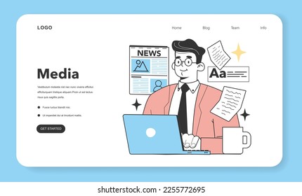 Media business web banner or landing page. Industries and areas for a starting and developing a new start-up, local business. Potential for growth and success. Flat Vector Illustration