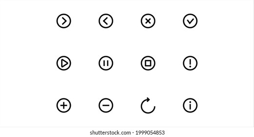 Media button icons set vector graphic illustration