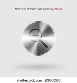 Media button with metal texture.