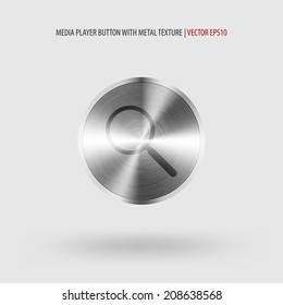 Media button with metal texture.