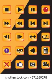 Media button set / Orange and Black
