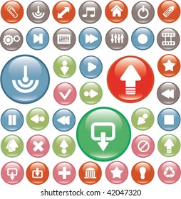 botones multimedia. colorido conjunto. vector