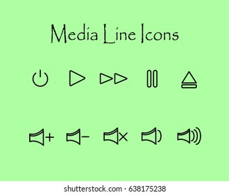 Media buttons icons set.Sound icons.Outline icons. 