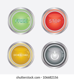 Media buttons isolated on white