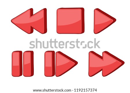 Media buttons. Red signs. Vector illustration islated on white background