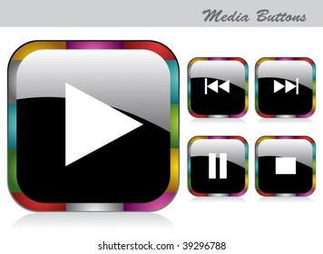 media buttons vector