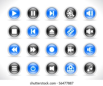 Media buttons. Vector.