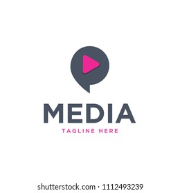 media chat play logo icon vector template