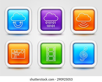 Media and Cloud Download on Multi Color Square Buttons