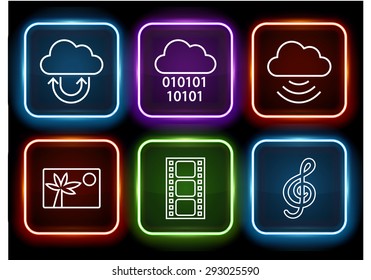 Media and Cloud Download on Multi Color Square Buttons