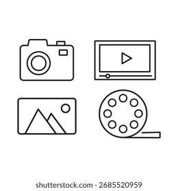 Media Collection Icon . Camera, Play Button and Gallery.eps