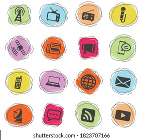 Iconos vectoriales de color de los medios para la interfaz web y de usuario