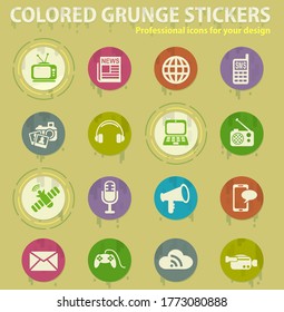 media colored grunge icons with sweats glue for design web and mobile applications