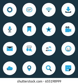 Media Colorful Icons Set. Collection Of Friends, Wifi, Video Conversation And Other Elements. Also Includes Symbols Such As Animation, Talking, Envelope.