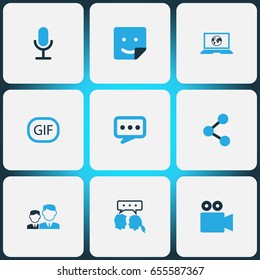 Media Colorful Icons Set. Collection Of Animation, Chatting, Dialog And Other Elements. Also Includes Symbols Such As Conversation, Camcorder, Video.