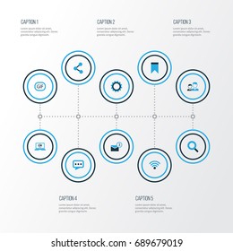 Media Colorful Icons Set. Collection Of Social Web, Friends, Animation And Other Elements. Also Includes Symbols Such As Gif, People, Bookmark.