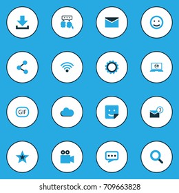 Media Colorful Icons Set. Collection Of Cloud, Favorite, Dialog And Other Elements. Also Includes Symbols Such As Talking, Connection, Smile.