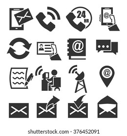media, communication, contact icon set