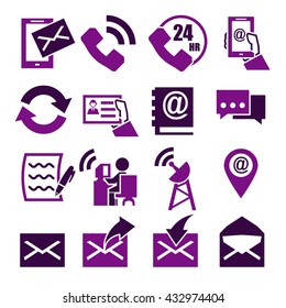 media, communication, contact icon set