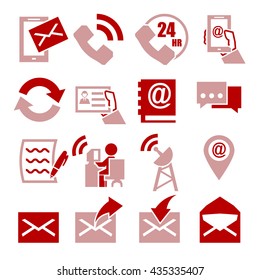 media, communication, contact icon set