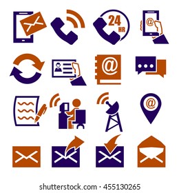 media, communication, contact icon set