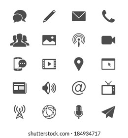Ícones planos de mídia e comunicação
