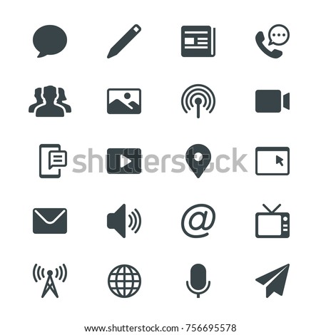 Media and communication glyph icons