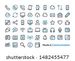 Media and Communication Icon Set with Black and Blue color. Modern Thick Line Style. Suitable for Web and Mobile Icon. Vector illustration EPS 10.