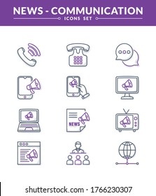 Media and communication Icon set. with Dual tone color linear pictogram pack. modern vector icon concept for web graphics