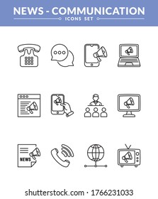 Media and communication Icon set. trendy linear pictogram pack. modern vector icon concept for web graphics