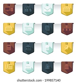 Media and communication icons 16 in 1 with shadow