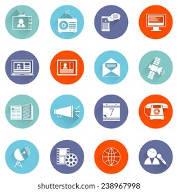 Media communication icons flat set of satellite phone speaker isolated vector illustration