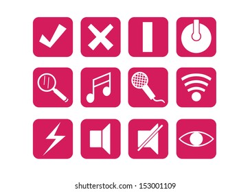 Media and communication icons on white background