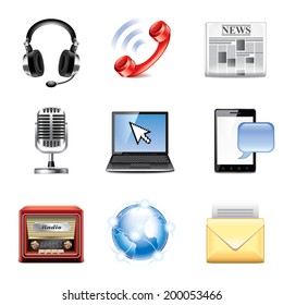 Media and communication icons photo-realistic vector set