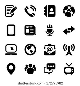 media & Communication icons set. black color