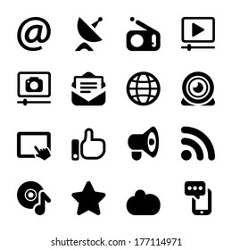 media & Communication icons set. black color. set 2