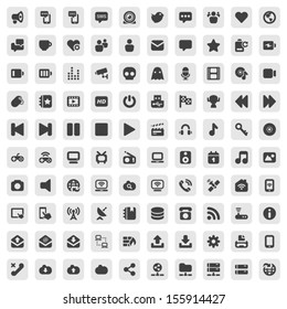 media & Communication icons set with square