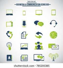 Media and communication icons. Universal vector icon set for web and mobile.  